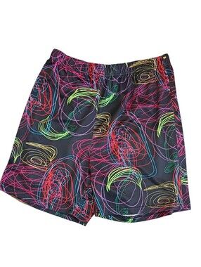 Neon Shorts Women's Black Green Blue Colorful Scribble Biker Shorts Size Large